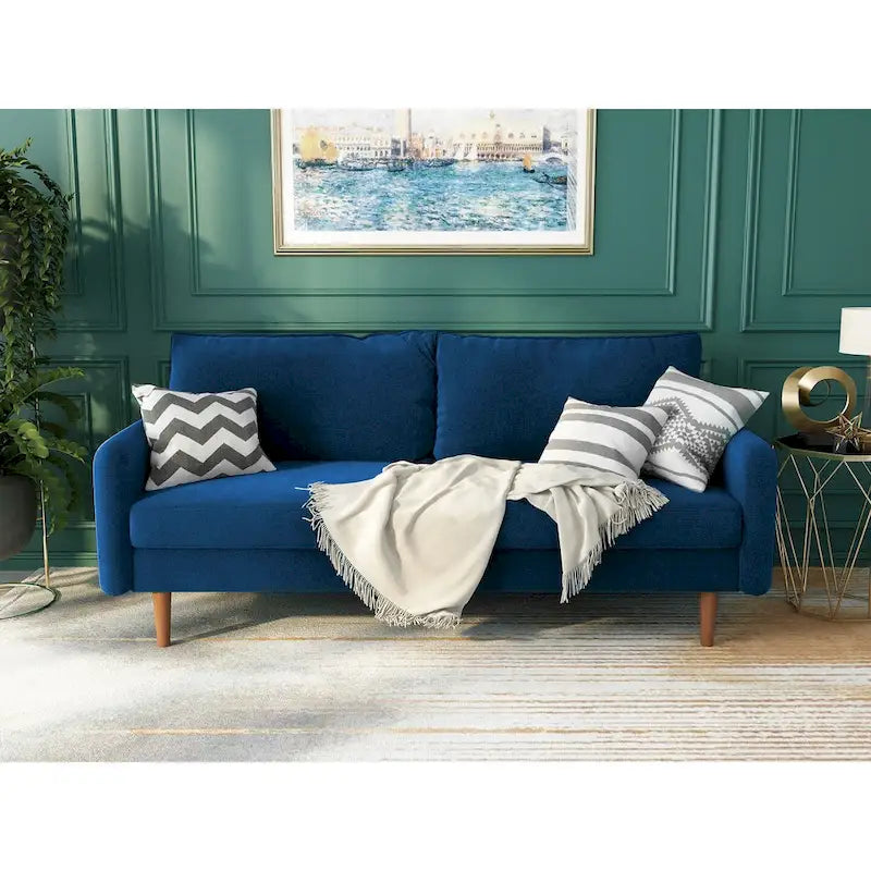 70-Zoll-Samtsofa mit quadratischen Armlehnen