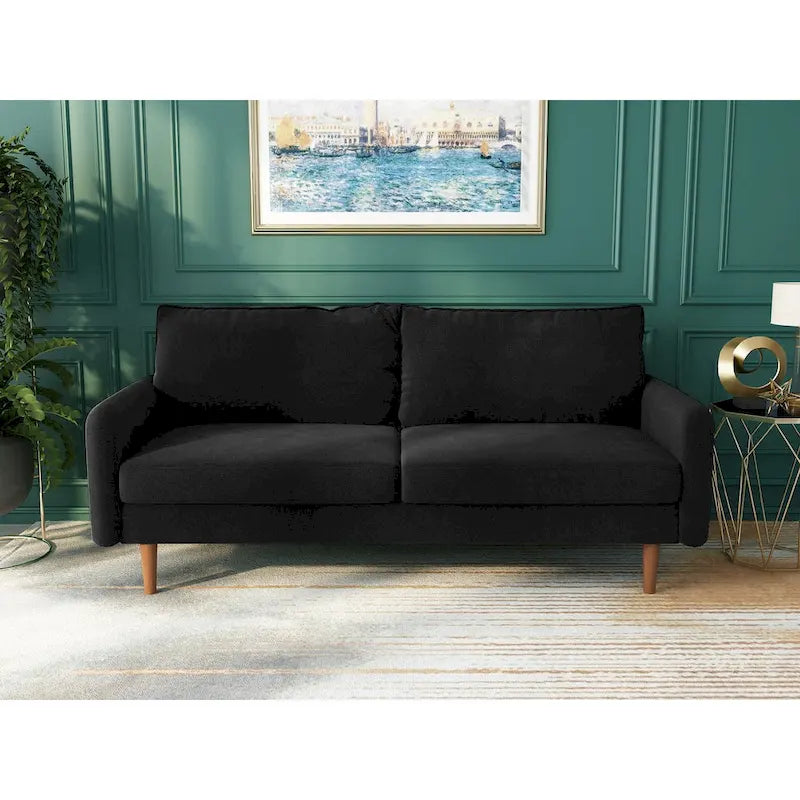 70-Zoll-Samtsofa mit quadratischen Armlehnen