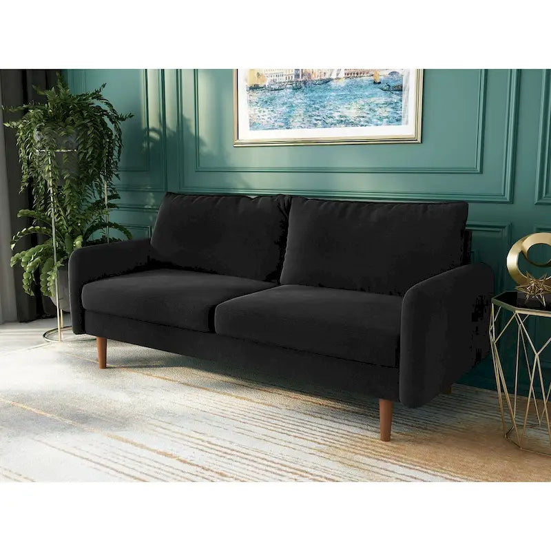 70-Zoll-Samtsofa mit quadratischen Armlehnen