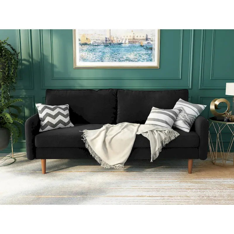 70-Zoll-Samtsofa mit quadratischen Armlehnen