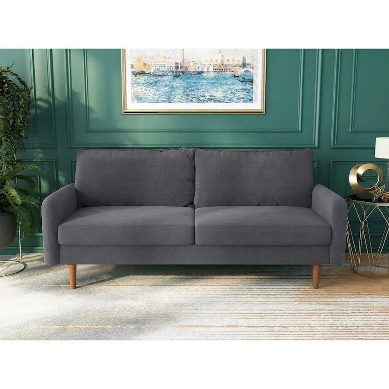 70-Zoll-Samtsofa mit quadratischen Armlehnen