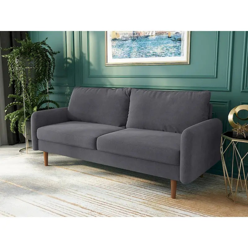 70-Zoll-Samtsofa mit quadratischen Armlehnen