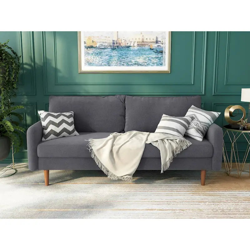 70-Zoll-Samtsofa mit quadratischen Armlehnen