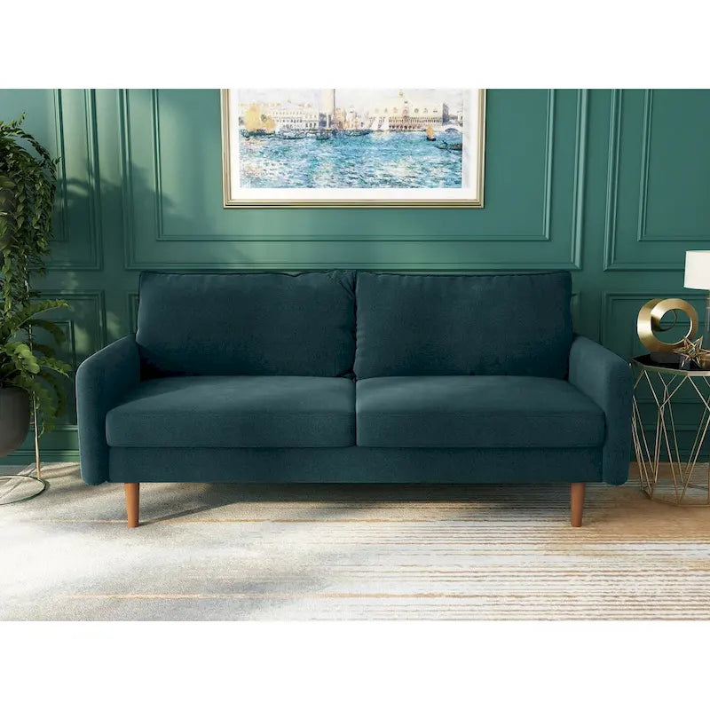 70-Zoll-Samtsofa mit quadratischen Armlehnen