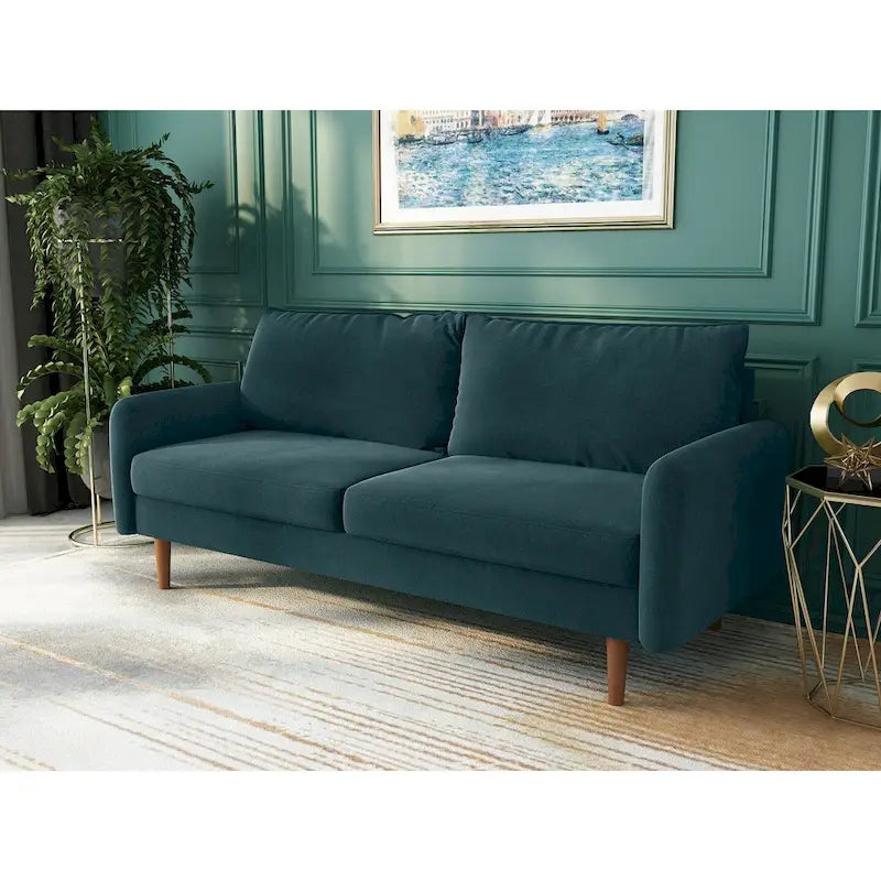 70-Zoll-Samtsofa mit quadratischen Armlehnen