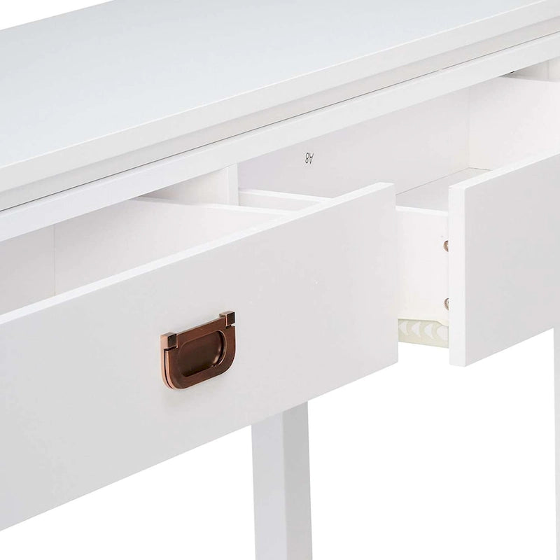 Konsolentisch für hinter dem Sofa mit Ablage und 2 Schubladen, Weiß