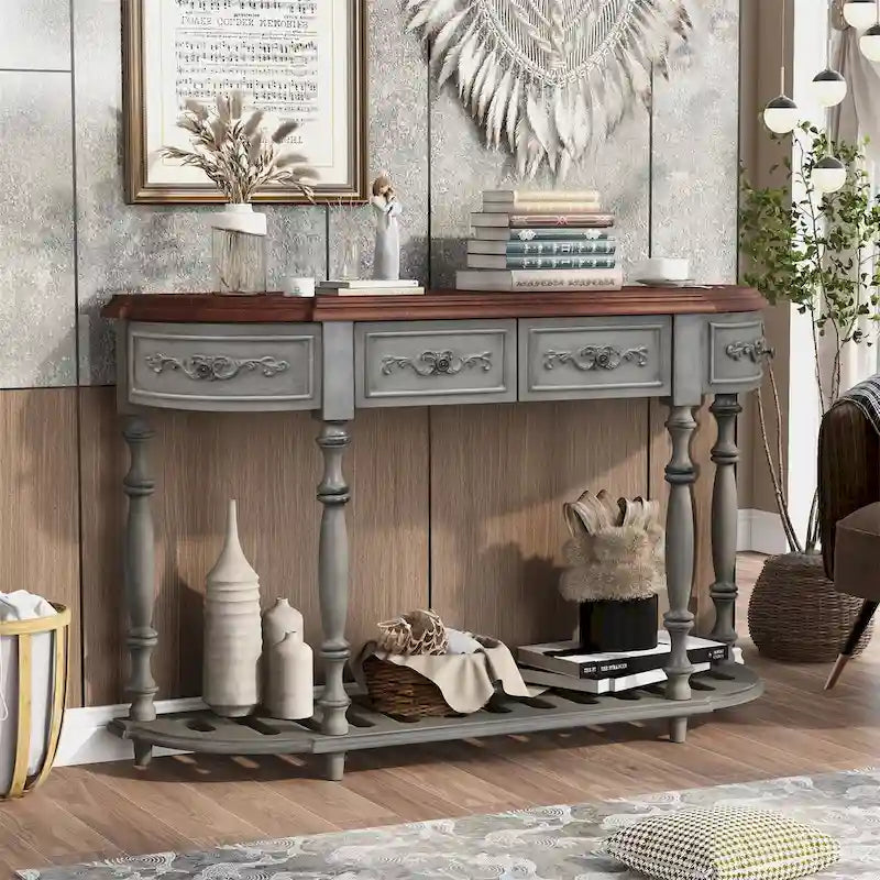 Table console incurvée Merax avec 4 tiroirs et 1 étagère