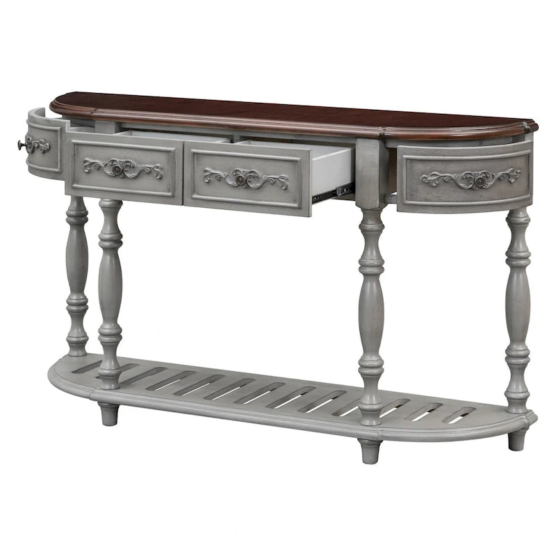 Table console incurvée Merax avec 4 tiroirs et 1 étagère