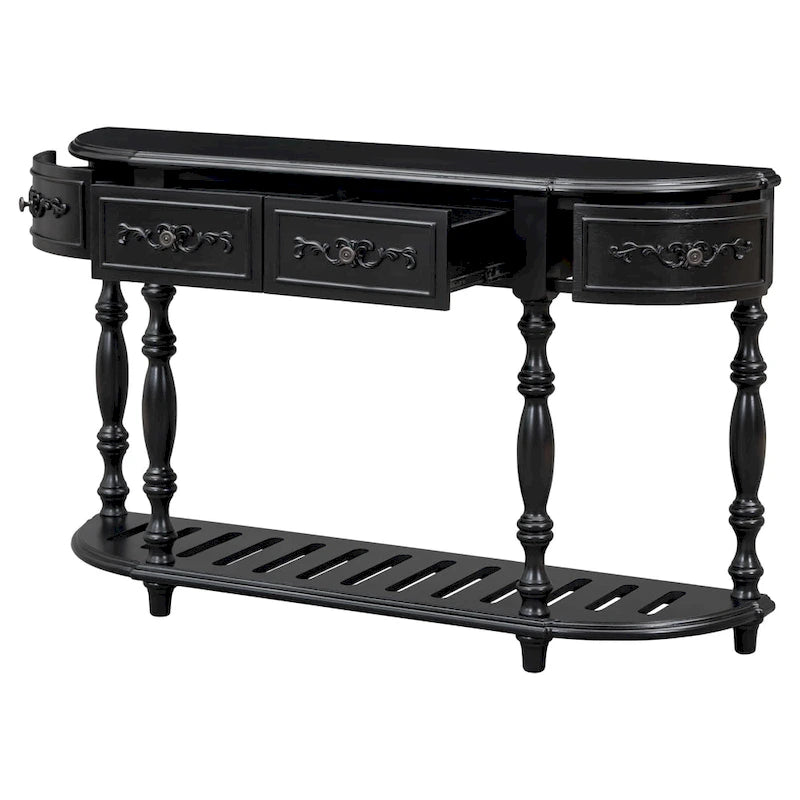 Table console incurvée Merax avec 4 tiroirs et 1 étagère