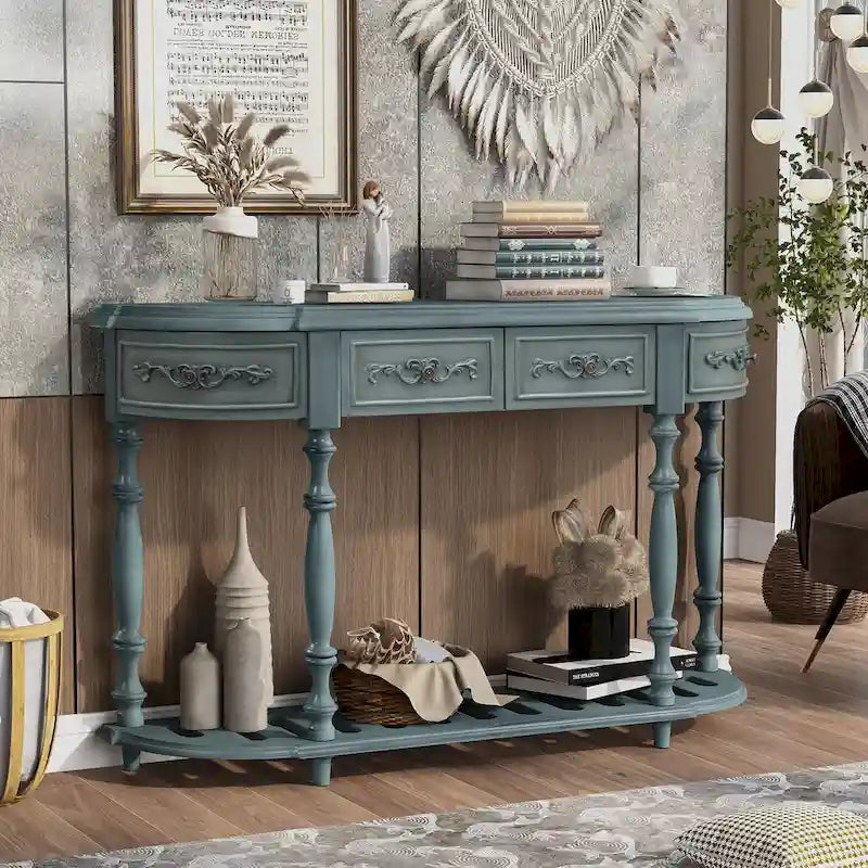 Table console incurvée Merax avec 4 tiroirs et 1 étagère