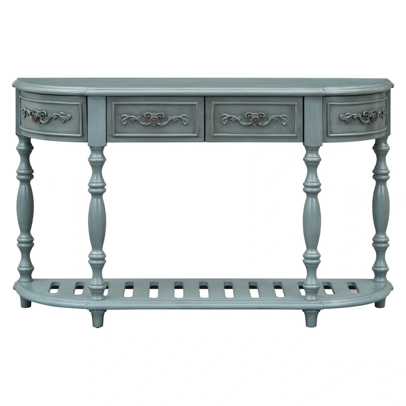 Table console incurvée Merax avec 4 tiroirs et 1 étagère