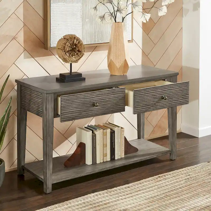 Coober Sofatisch aus grauem Faserzement mit antikgrauer Oberfläche und Ablage von iNSPIRE Q Modern