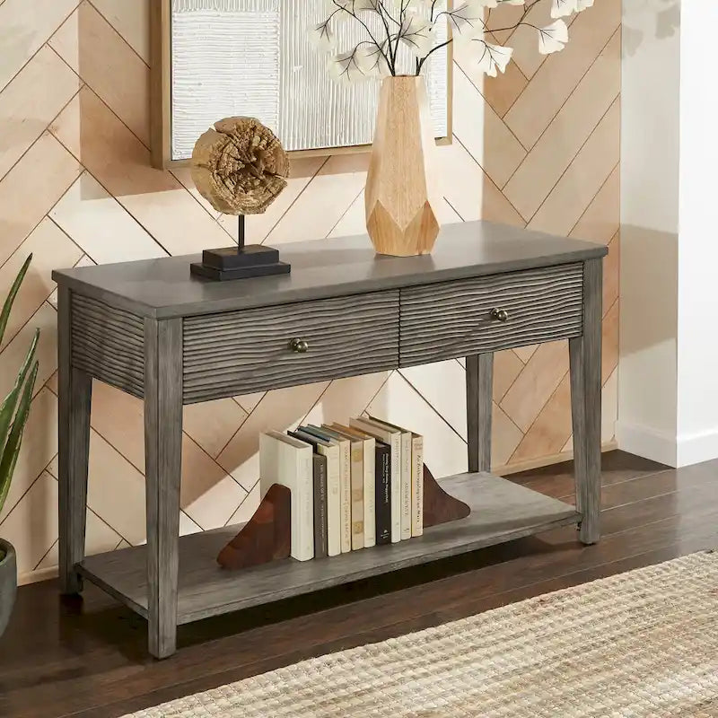 Coober Sofatisch aus grauem Faserzement mit antikgrauer Oberfläche und Ablage von iNSPIRE Q Modern