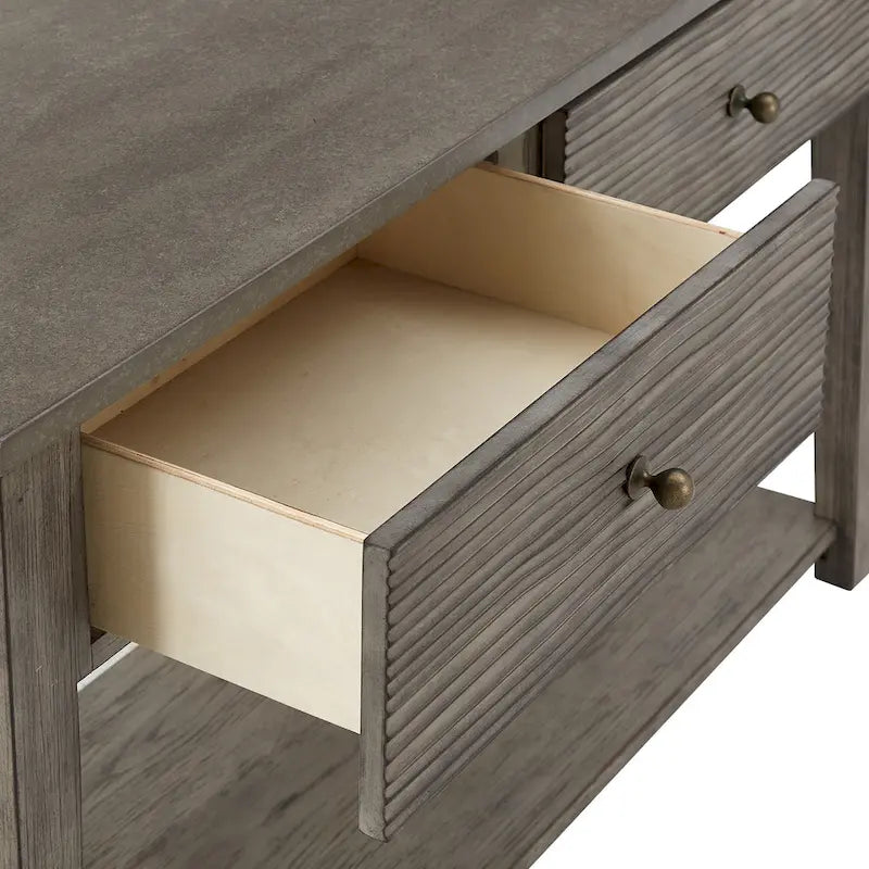 Coober Sofatisch aus grauem Faserzement mit antikgrauer Oberfläche und Ablage von iNSPIRE Q Modern
