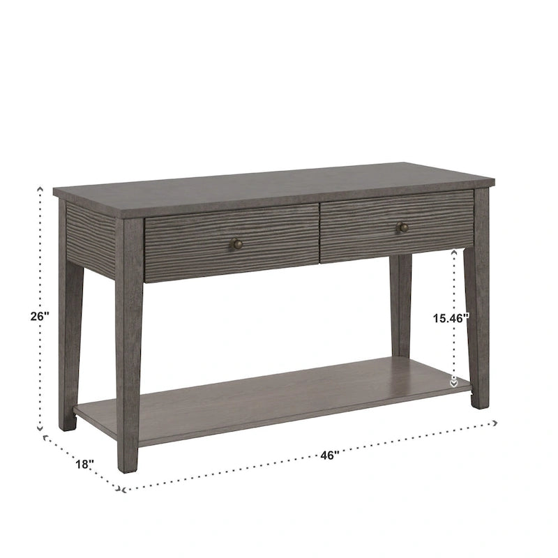 Coober Sofatisch aus grauem Faserzement mit antikgrauer Oberfläche und Ablage von iNSPIRE Q Modern