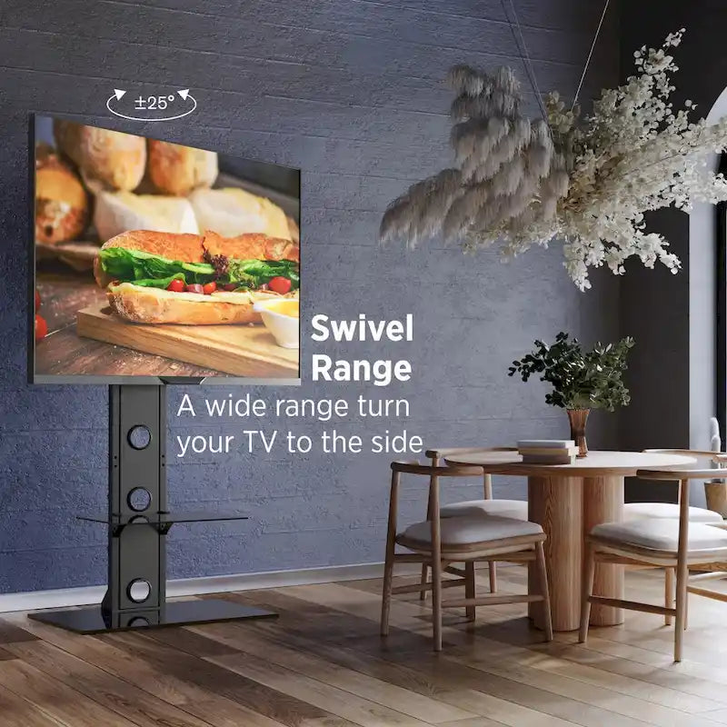 Support mural TV pivotant haut de gamme ProMounts pour écrans de 37-72, avec étagères, supporte jusqu’à 110 Lbs