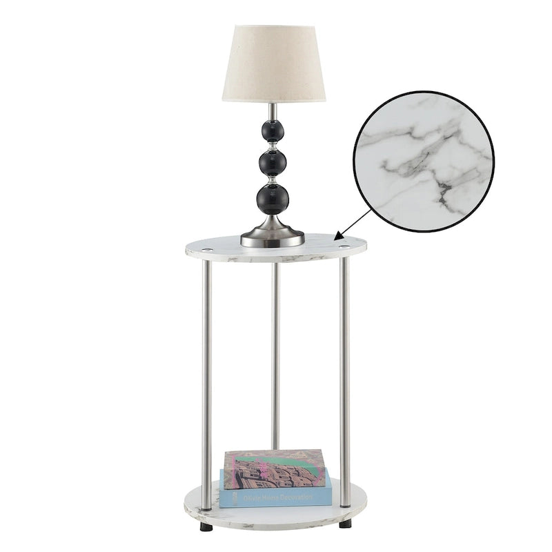 Convenience Concepts Designs2Go runder Beistelltisch mit 2 Ebenen, ohne Werkzeug montierbar