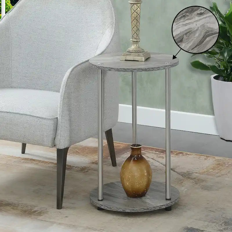 Convenience Concepts Designs2Go runder Beistelltisch mit 2 Ebenen, ohne Werkzeug montierbar