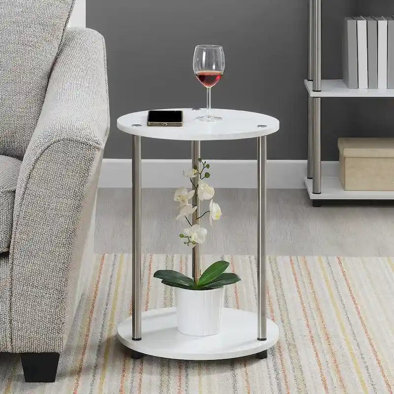 Convenience Concepts Designs2Go runder Beistelltisch mit 2 Ebenen, ohne Werkzeug montierbar