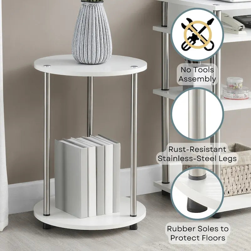 Convenience Concepts Designs2Go runder Beistelltisch mit 2 Ebenen, ohne Werkzeug montierbar