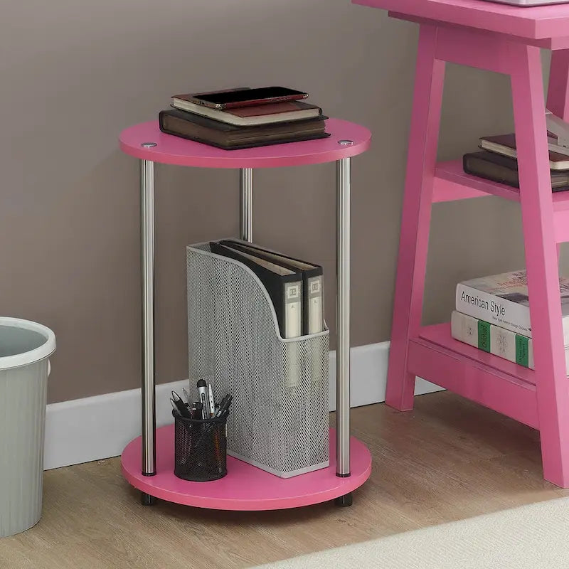 Convenience Concepts Designs2Go runder Beistelltisch mit 2 Ebenen, ohne Werkzeug montierbar