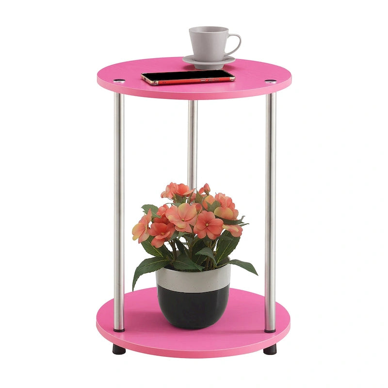 Convenience Concepts Designs2Go runder Beistelltisch mit 2 Ebenen, ohne Werkzeug montierbar