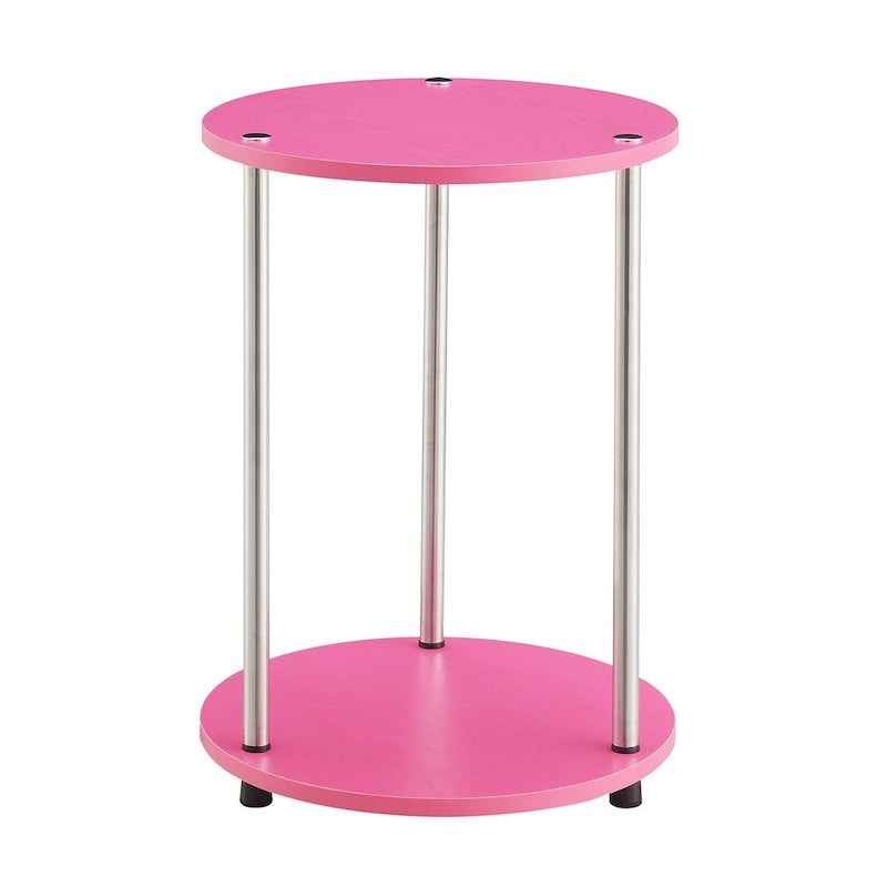 Convenience Concepts Designs2Go runder Beistelltisch mit 2 Ebenen, ohne Werkzeug montierbar