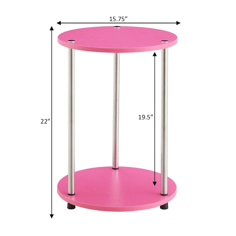 Convenience Concepts Designs2Go runder Beistelltisch mit 2 Ebenen, ohne Werkzeug montierbar