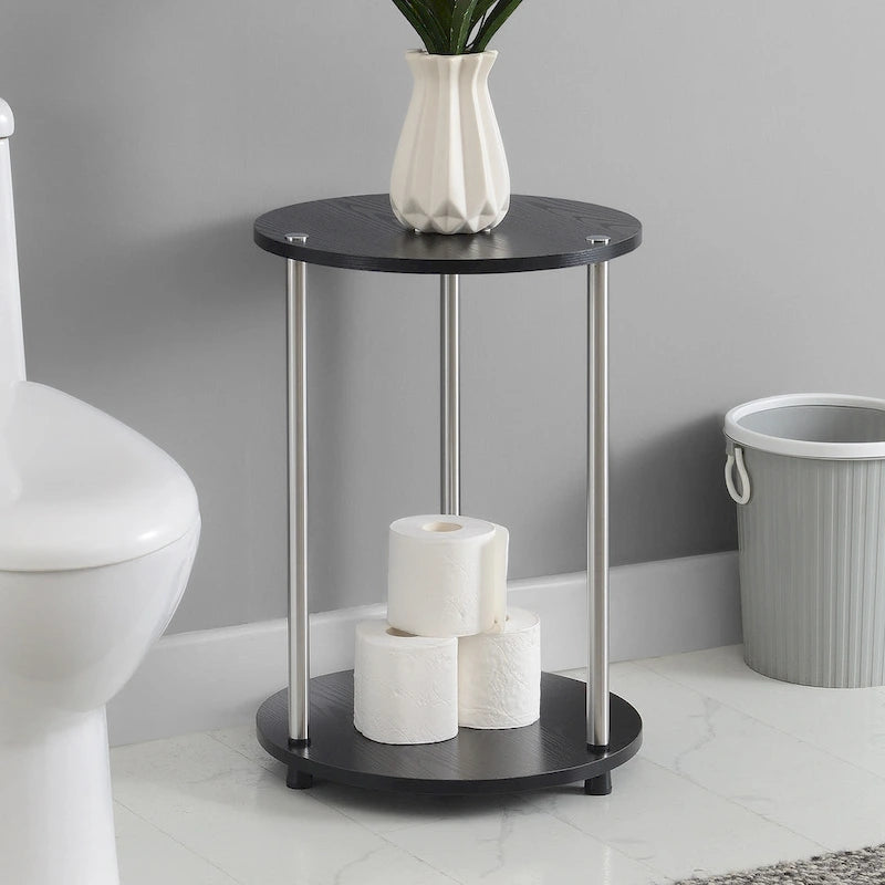 Convenience Concepts Designs2Go runder Beistelltisch mit 2 Ebenen, ohne Werkzeug montierbar