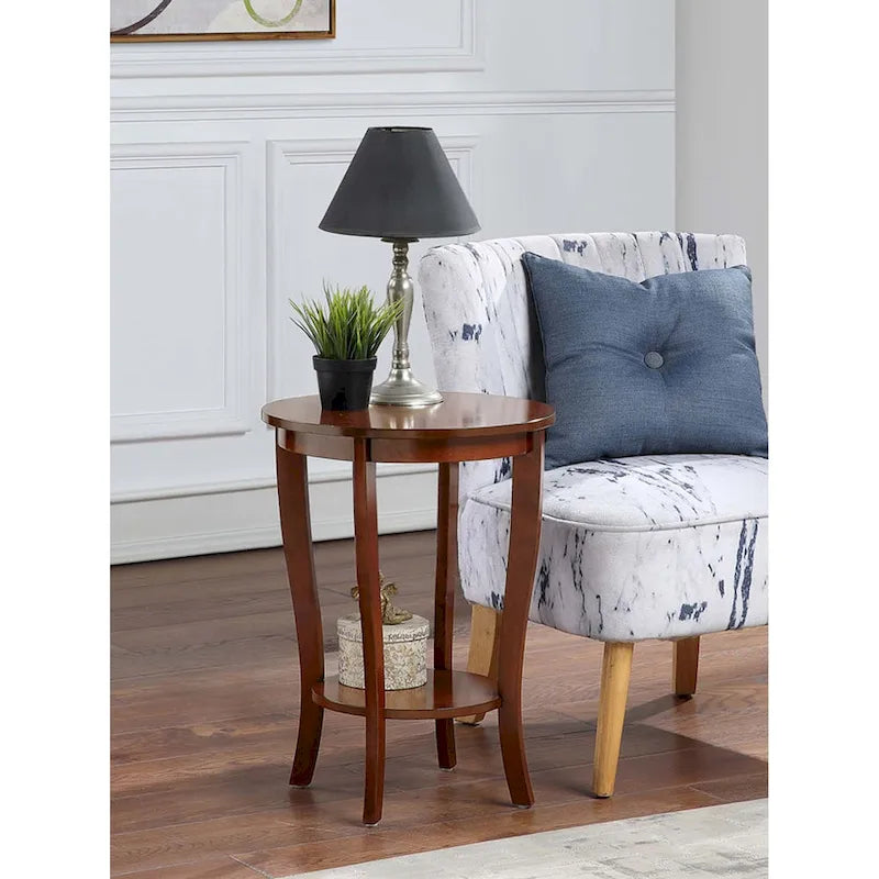 Table d’appoint ronde American Heritage de Convenience Concepts avec étagère