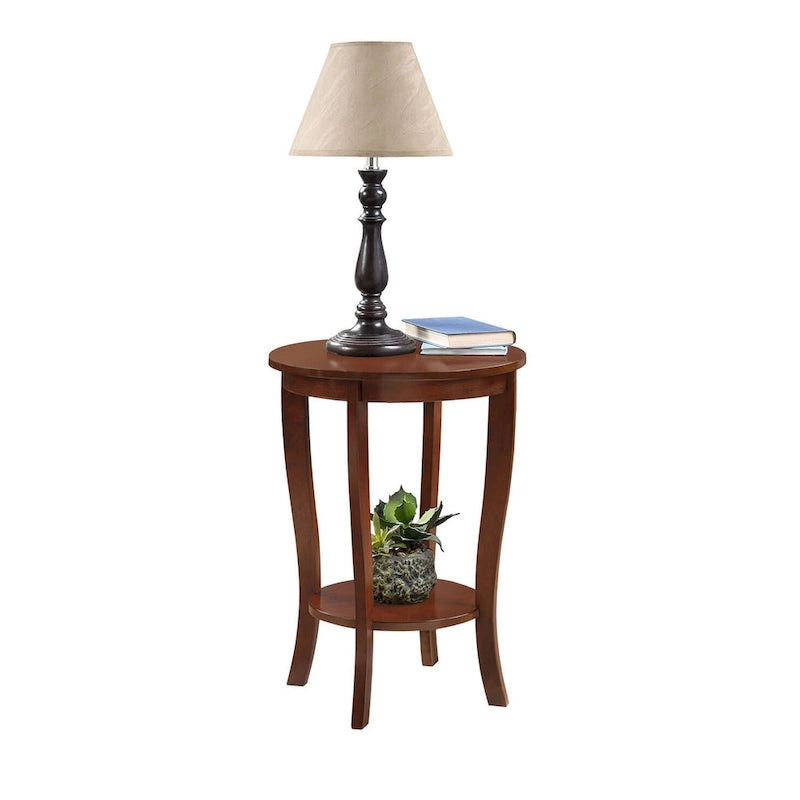 Table d’appoint ronde American Heritage de Convenience Concepts avec étagère