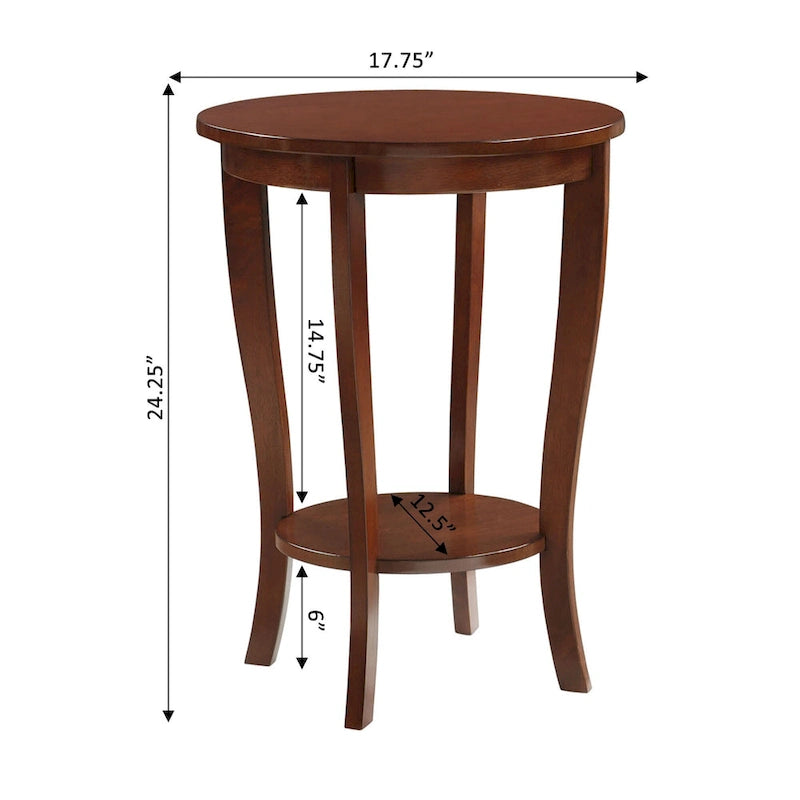 Table d’appoint ronde American Heritage de Convenience Concepts avec étagère
