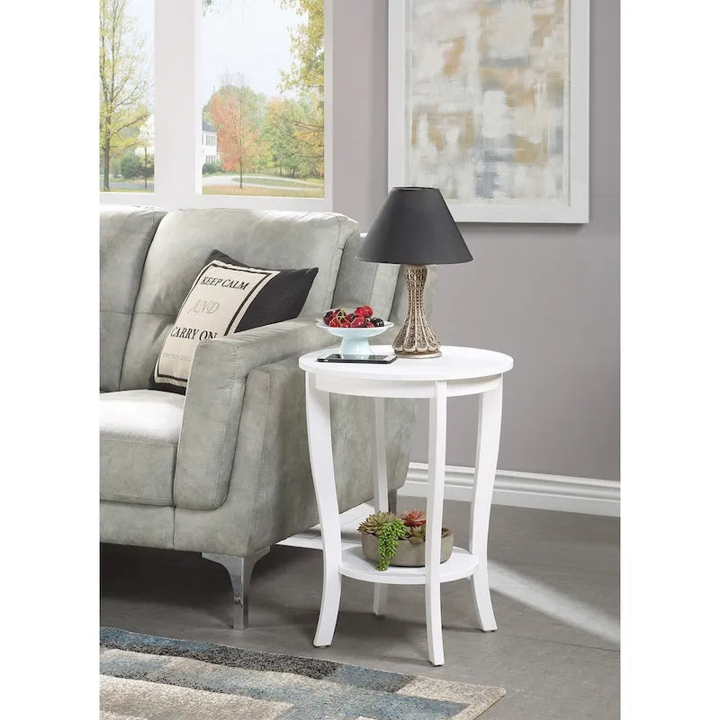 Table d’appoint ronde American Heritage de Convenience Concepts avec étagère