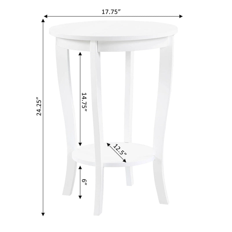 Table d’appoint ronde American Heritage de Convenience Concepts avec étagère