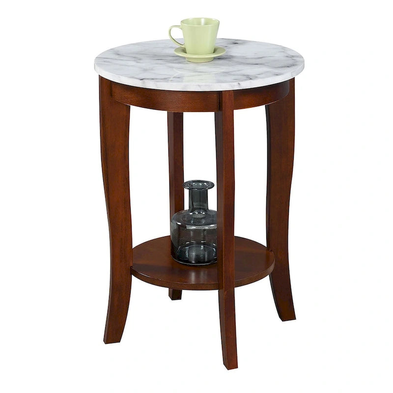 Table d’appoint ronde American Heritage de Convenience Concepts avec étagère
