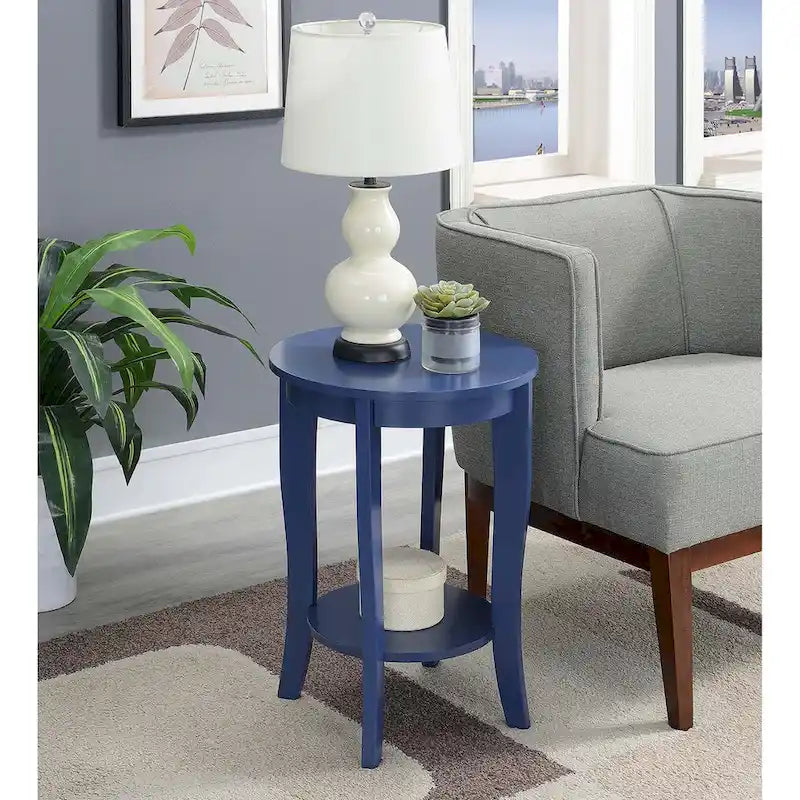 Table d’appoint ronde American Heritage de Convenience Concepts avec étagère