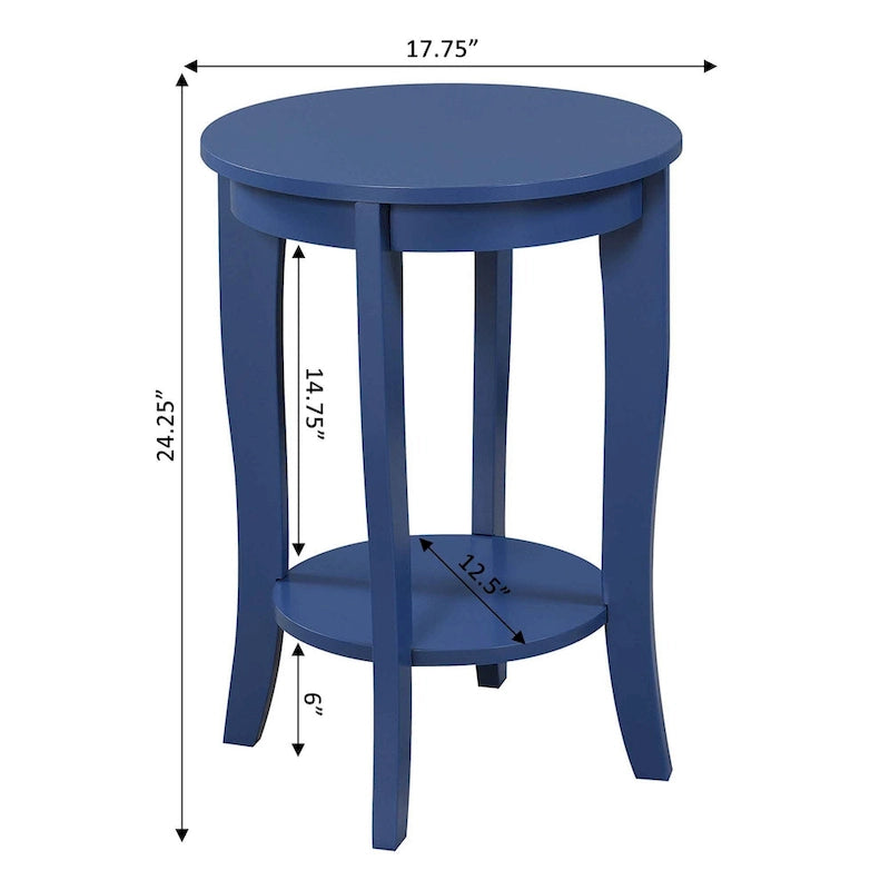 Table d’appoint ronde American Heritage de Convenience Concepts avec étagère