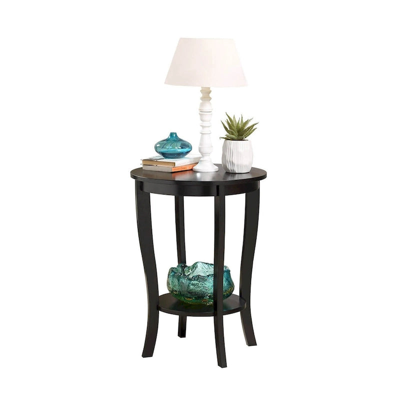 Table d’appoint ronde American Heritage de Convenience Concepts avec étagère