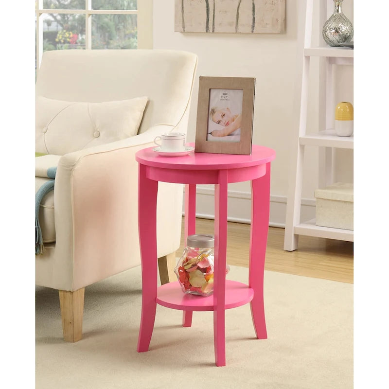 Table d’appoint ronde American Heritage de Convenience Concepts avec étagère