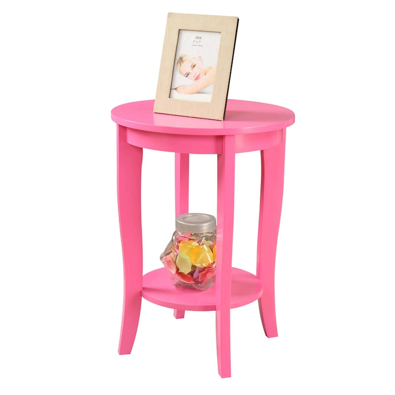 Table d’appoint ronde American Heritage de Convenience Concepts avec étagère