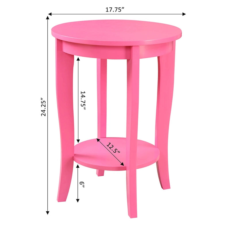 Table d’appoint ronde American Heritage de Convenience Concepts avec étagère