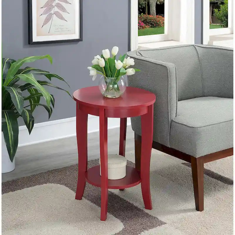 Table d’appoint ronde American Heritage de Convenience Concepts avec étagère