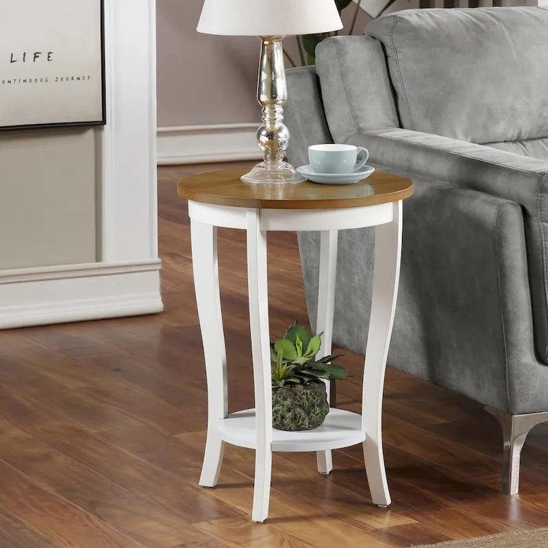 Table d’appoint ronde American Heritage de Convenience Concepts avec étagère