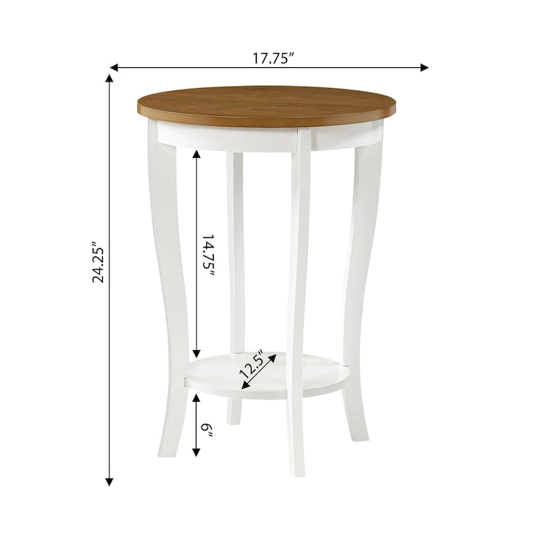 Table d’appoint ronde American Heritage de Convenience Concepts avec étagère