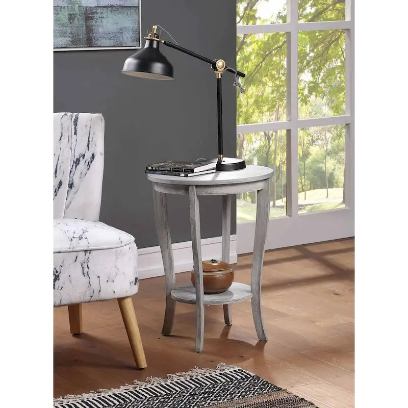 Table d’appoint ronde American Heritage de Convenience Concepts avec étagère