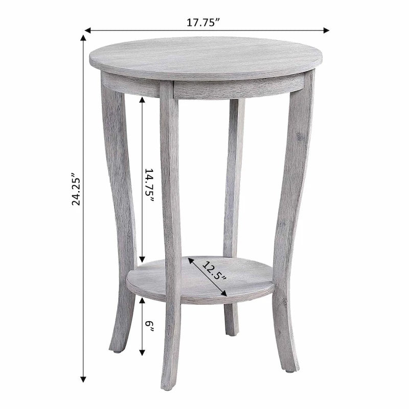 Table d’appoint ronde American Heritage de Convenience Concepts avec étagère