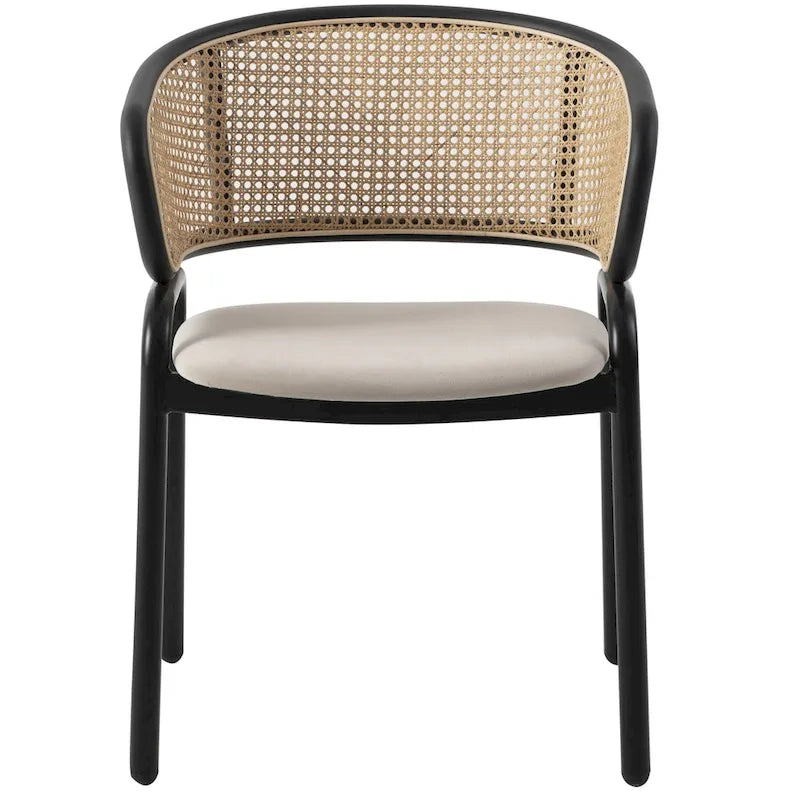 Chaise de salle à manger moderne Ervilla avec dossier en osier, siège rembourré en velours et accoudoirs pour salle à manger et cuisine, ensemble de 4 - 29.9