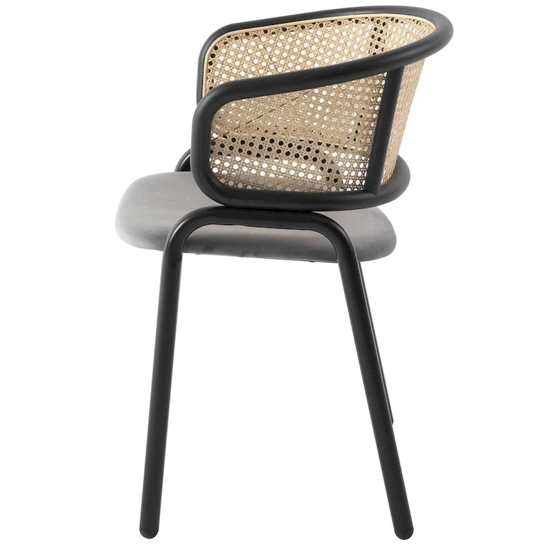 Chaise de salle à manger moderne Ervilla avec dossier en osier, siège rembourré en velours et accoudoirs pour salle à manger et cuisine, ensemble de 4 - 29.9