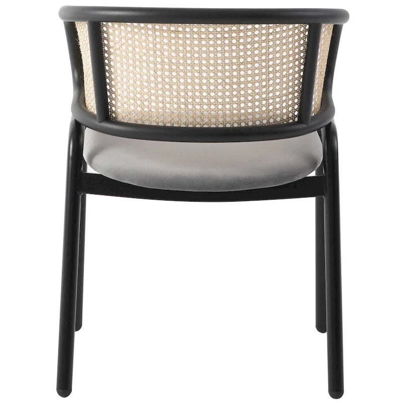 Chaise de salle à manger moderne Ervilla avec dossier en osier, siège rembourré en velours et accoudoirs pour salle à manger et cuisine, ensemble de 4 - 29.9