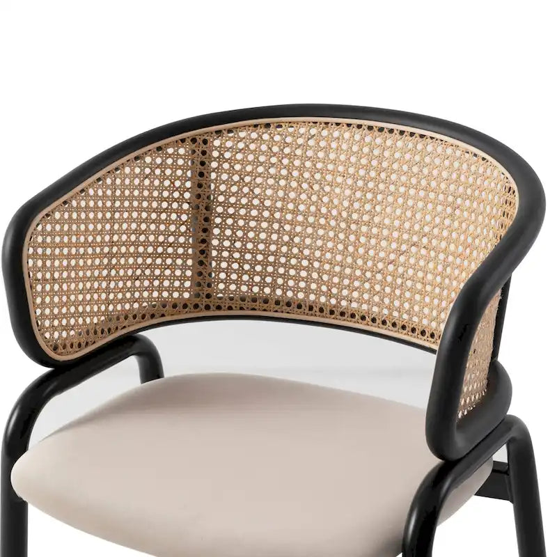 Chaise de salle à manger moderne Ervilla avec dossier en osier, siège rembourré en velours et accoudoirs pour salle à manger et cuisine, ensemble de 4 - 29.9